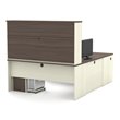 Pemberly Row U-Desk With Hutch for Home Office in White Chocolate and Antigua