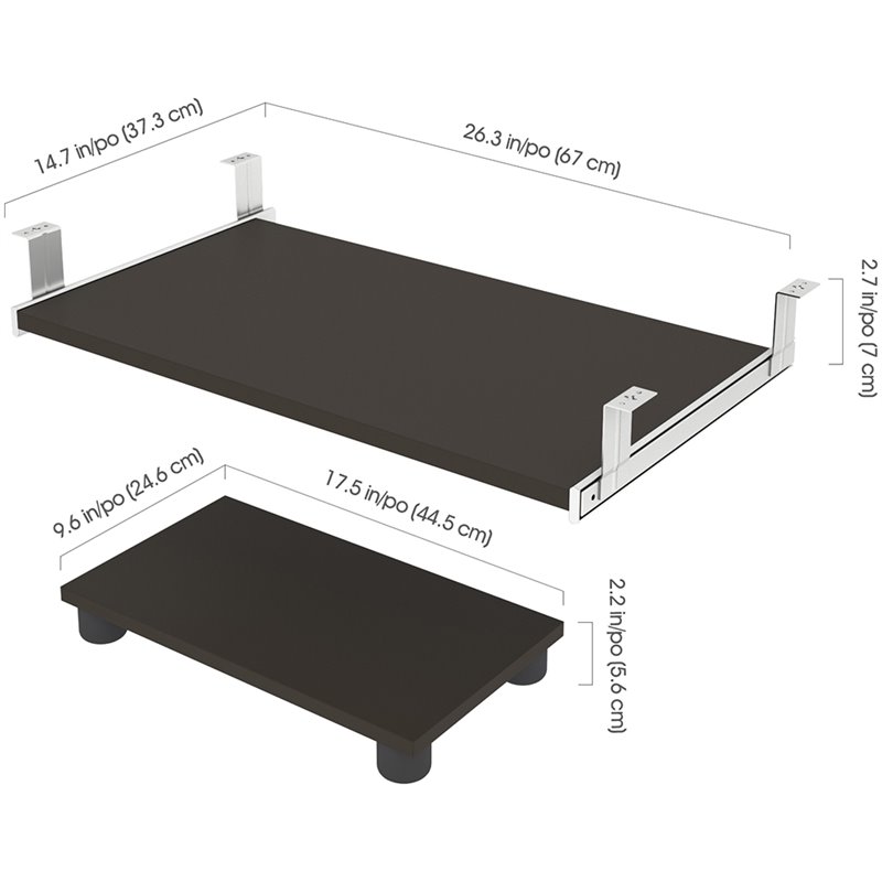 Pemberly Row Keyboard Shelf and CPU Platform With Ball-Bearing Slides in Slate