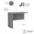 Pemberly Row 36W Desk Return With 200 lb. Capacity in Modern Gray