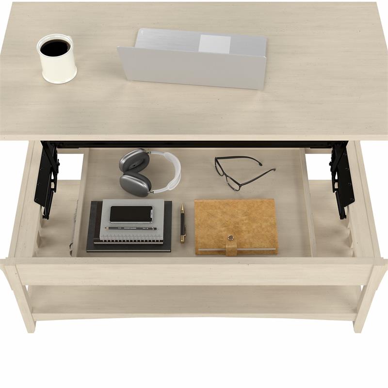 Pemberly Row 48W x 24D x 18H Lift Top Coffee Table With Storage in Antique White