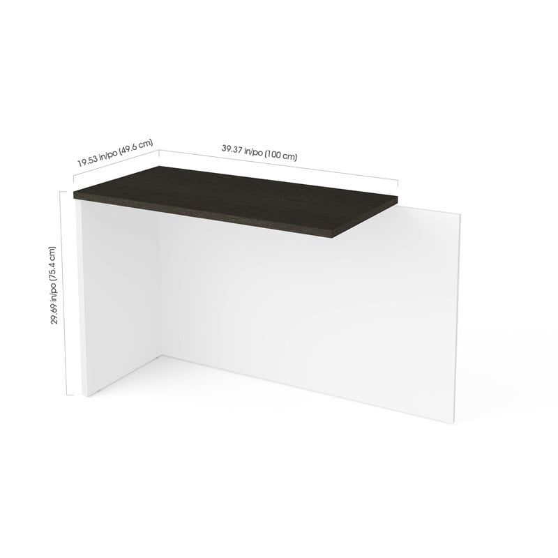 Pemberly Row 40 Inch Return Table With Wire Management in White and Deep Gray