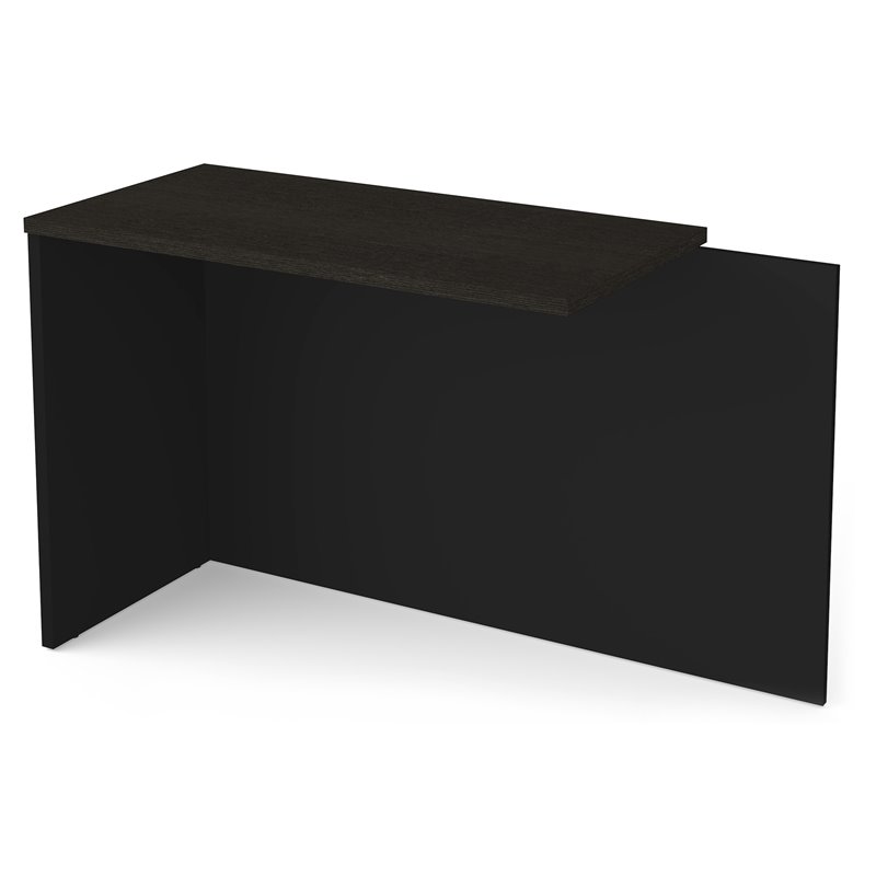 Pemberly Row 40 Inch Return Table With Wire Management in Deep Gray and Black