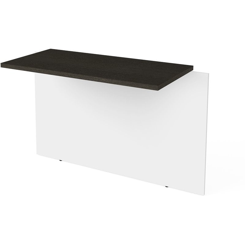 Pemberly Row 40 Inch Desk Bridge With Wire Management in White and Deep Gray