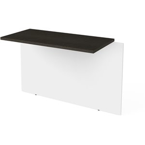 Pemberly Row 40 Inch Desk Bridge With Wire Management in White and Deep Gray