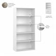 Pemberly Row 36 Inch 5 Shelf Bookcase With Adjustable Shelves in White