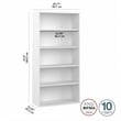 Pemberly Row 36 Inch 5 Shelf Bookcase With Adjustable Shelves in White