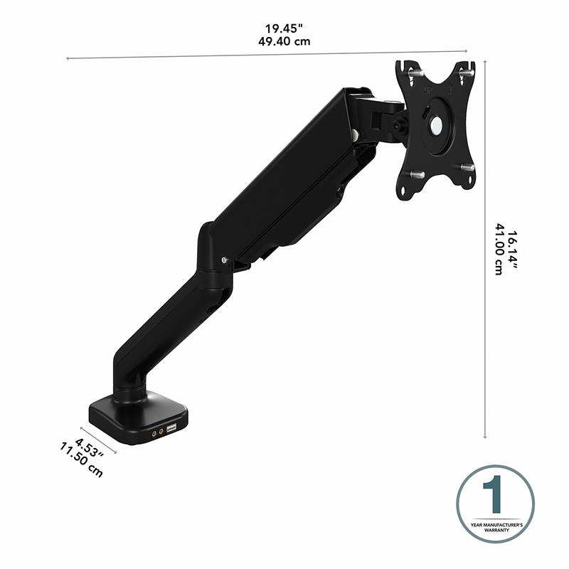 Pemberly Row Adjustable Monitor Arm With USB Port for 17 to 32 Inch Screens