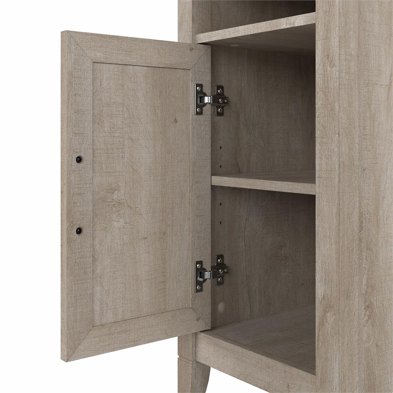 Pemberly Row 16W x 18D x 30H Nightstand With Door and Shelves in Washed Gray