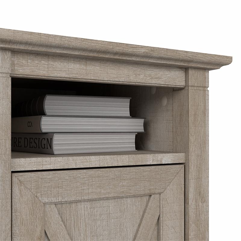 Pemberly Row 16W x 18D x 30H Nightstand With Door and Shelves in Washed Gray