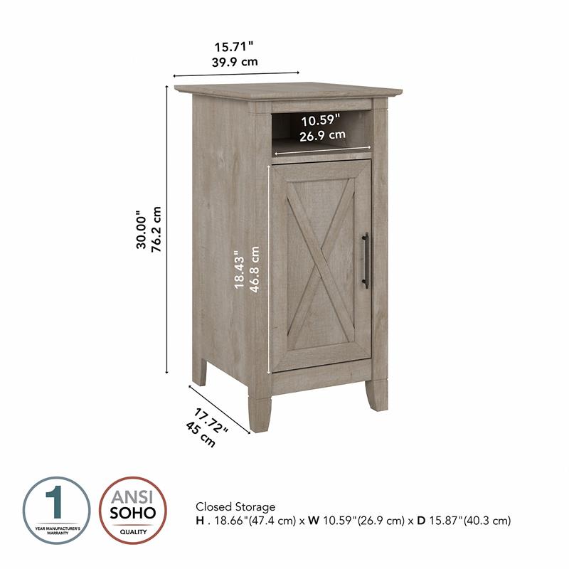 Pemberly Row 16W x 18D x 30H Nightstand With Door and Shelves in Washed Gray