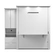 Pemberly Row 91W Queen Murphy Bed Set With Desk and Storage Cabinet in White