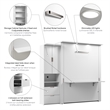 Pemberly Row 91W Queen Murphy Bed Set With Desk and Storage Cabinet in White
