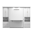 Pemberly Row Full Murphy Bed Set With Desk and 2 Storage Cabinets in White