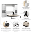 Pemberly Row Full Murphy Bed Set With Desk and 2 Storage Cabinets in White