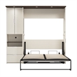 Pemberly Row 84W Full Murphy Bed Set With Storage Cabinet in White Chocolate