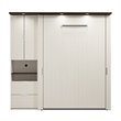 Pemberly Row 84W Full Murphy Bed Set With Storage Cabinet in White Chocolate