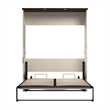 Pemberly Row 68W Queen Murphy Bed With LED Lights in White Chocolate