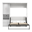 Pemberly Row 84W Full Murphy Bed Set With Desk and Storage in White