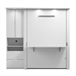 Pemberly Row 84W Full Murphy Bed Set With Desk and Storage in White