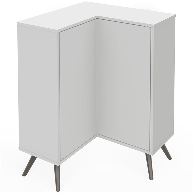 Pemberly Row Corner Storage Cabinet for Home Organization in White