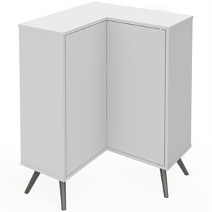Pemberly Row Corner Storage Cabinet for Home Organization in White