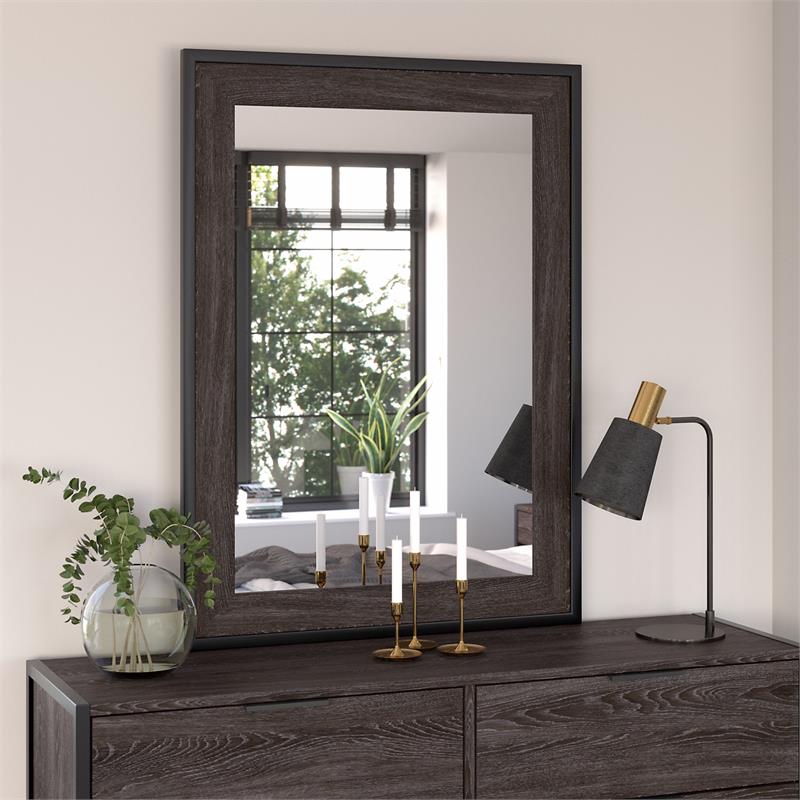Pemberly Row 34W x 46H Bedroom Mirror With Safety Film in Charcoal Gray