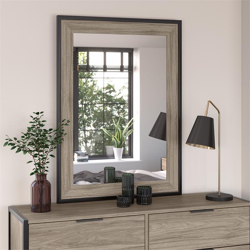 Pemberly Row 34W x 46H Bedroom Mirror With Safety Film in Modern Hickory