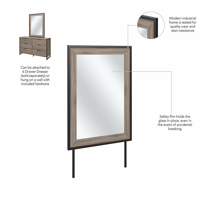 Pemberly Row 34W x 46H Bedroom Mirror With Safety Film in Modern Hickory