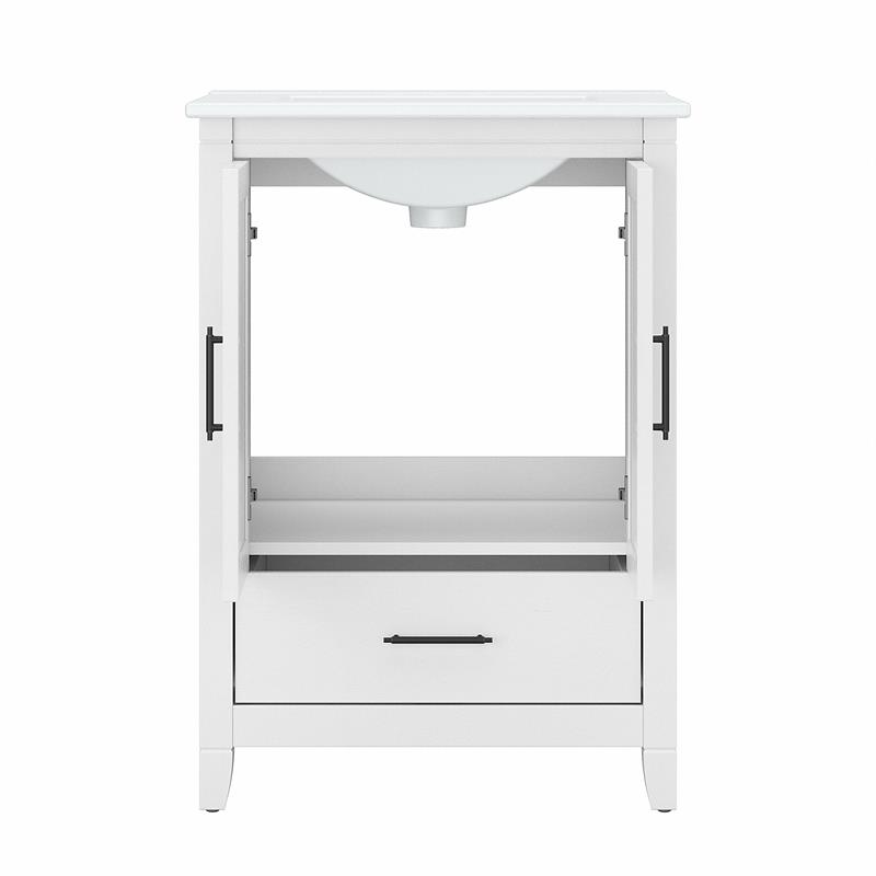 Pemberly Row 24W Wall Mounted Bathroom Vanity Cabinet in White Ash