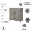 Pemberly Row 64W Double Vanity Set With Sinks and Cabinets in Driftwood Gray