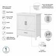 Pemberly Row 64W Double Vanity Set With Sinks and Medicine Cabinets in White Ash