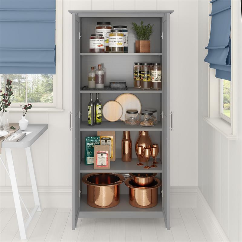 Pemberly Row 32W x 16D x 66H Kitchen Pantry Cabinet With Door in Cape Cod Gray