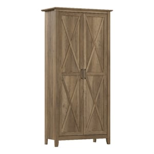 Pemberly Row Tall Kitchen Pantry Cabinet With Doors & Shelves in Reclaimed Pine