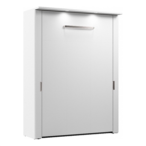 Pemberly Row 61W Full Murphy Bed With LED Lights and Dual Pistons in White