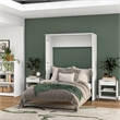 Pemberly Row 61W Full Murphy Bed With LED Lights and Dual Pistons in White