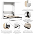 Pemberly Row 61W Full Murphy Bed With LED Lights and Dual Pistons in White