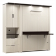 Pemberly Row 84W Full Murphy Bed With Desk and Storage in White Chocolate