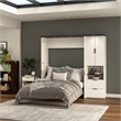 Pemberly Row 84W Full Murphy Bed With Desk and Storage in White Chocolate