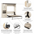 Pemberly Row 84W Full Murphy Bed With Desk and Storage in White Chocolate
