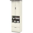 Pemberly Row 84W Full Murphy Bed With Desk and Storage in White Chocolate