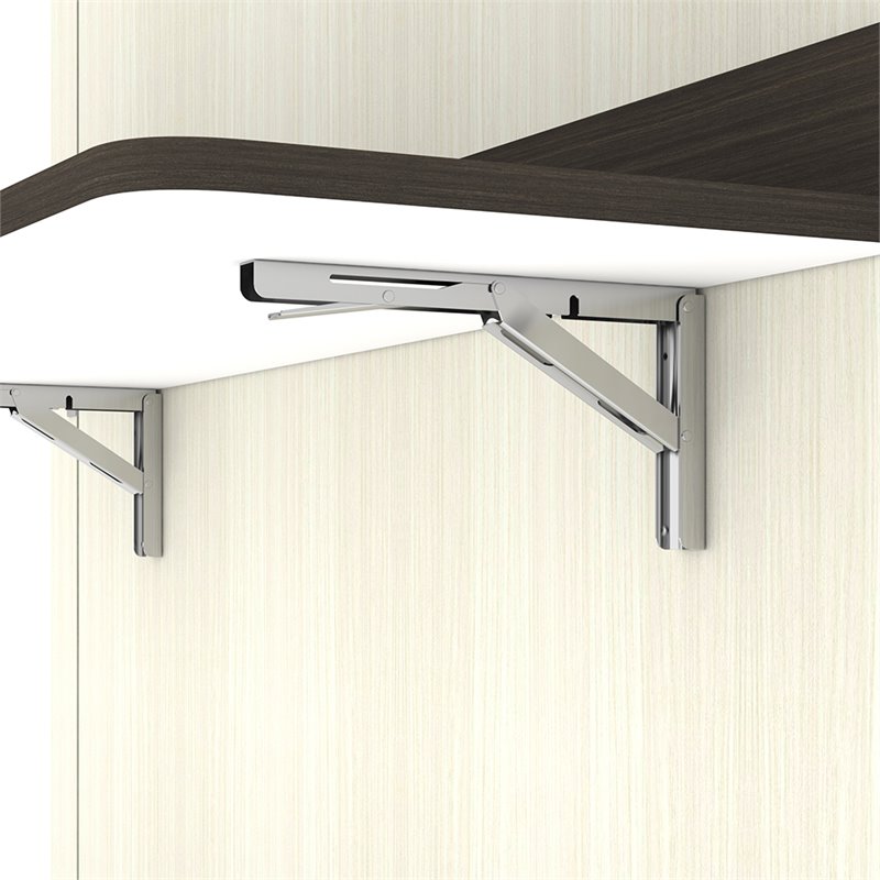Pemberly Row 84W Full Murphy Bed With Desk and Storage in White Chocolate