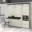 Pemberly Row 84W Full Murphy Bed With Desk and Storage in White Chocolate