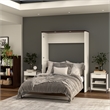 Pemberly Row 61W Full Murphy Bed With LED Lights in White Chocolate