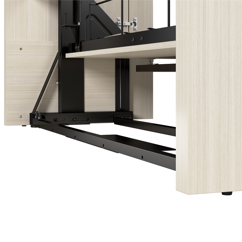 Pemberly Row 61W Full Murphy Bed With LED Lights in White Chocolate