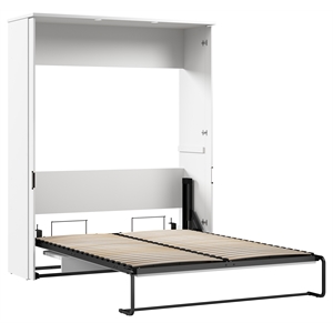 Pemberly Row 68W Queen Murphy Bed With Flip-Down Desk in White