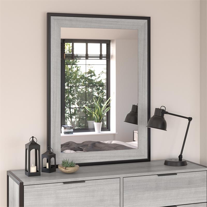 Pemberly Row 34W x 46H Bedroom Mirror With Safety Film in Platinum Gray