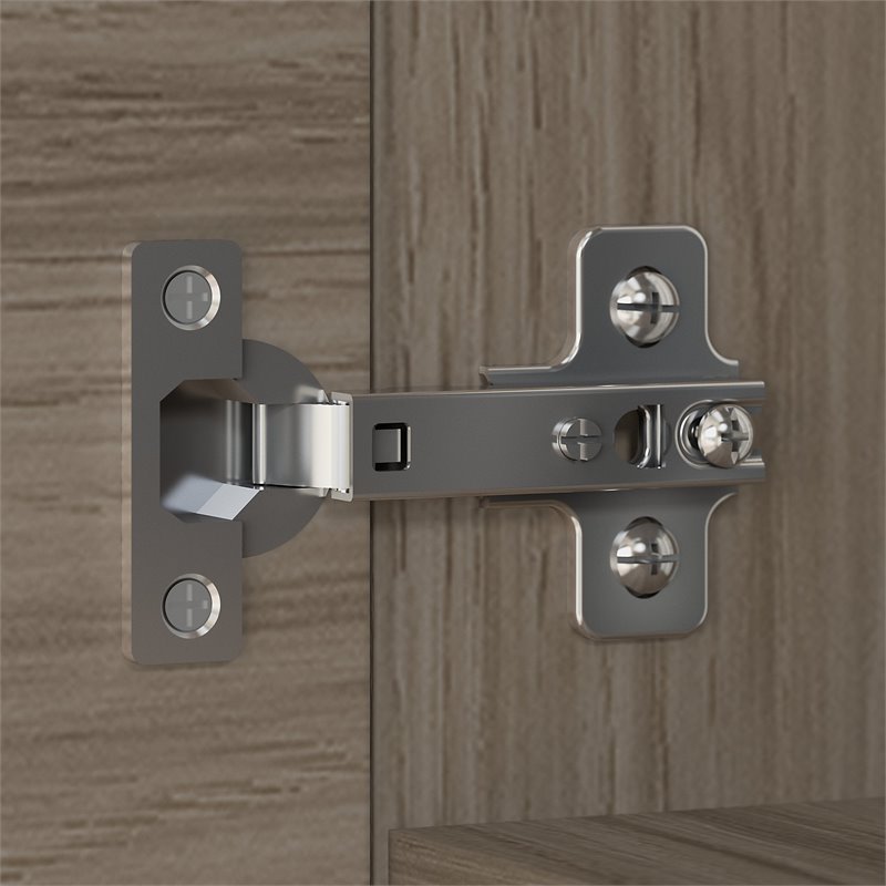 Pemberly Row 36W Tall Storage Cabinet With Doors & Locking Shelves in Hickory