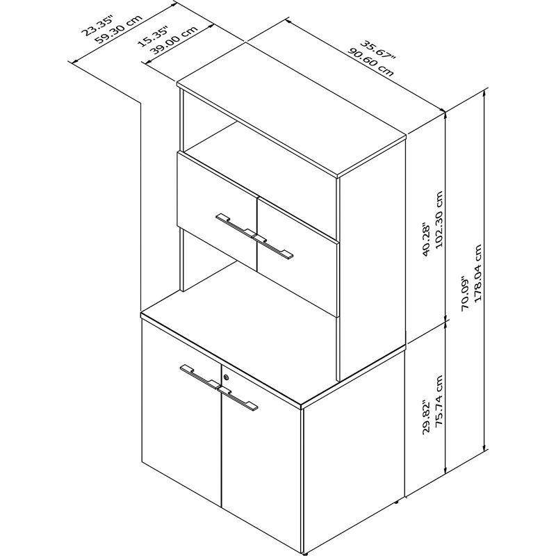 Pemberly Row 36W Tall Storage Cabinet With Doors & Locking Shelves in Hickory