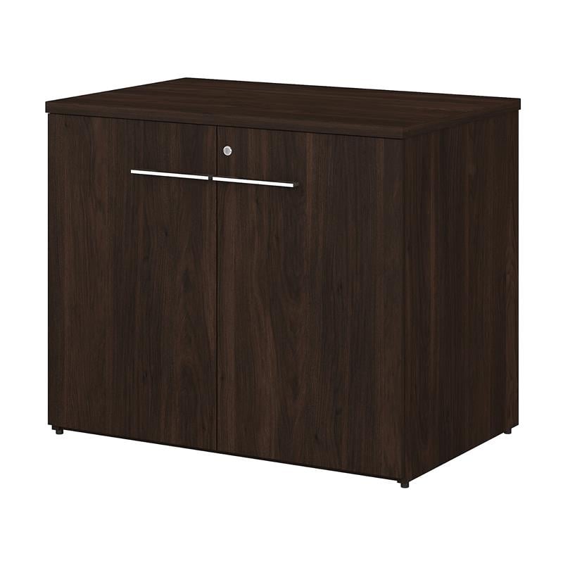 Pemberly Row 36W x 24D x 30H Storage Cabinet With Locking Doors in Black Walnut