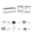 Pemberly Row Farmhouse Coffee Table With Set of 2 End Tables and Drawers